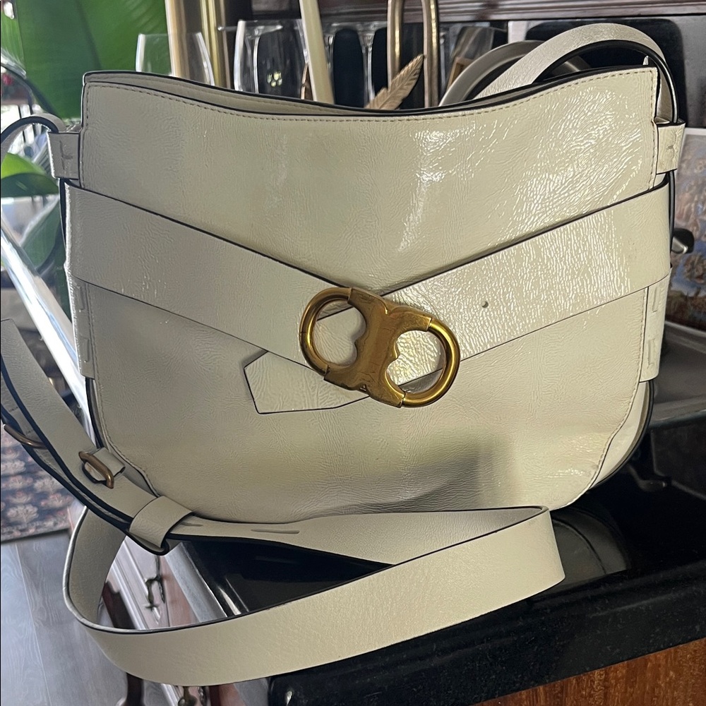 Tory Burch Cream Crossbody Bag with Gold Accent